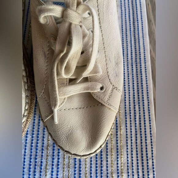 PRADA Espadrille Platform Sneakers in White Leather Sz 37 - Picture 5 of 11